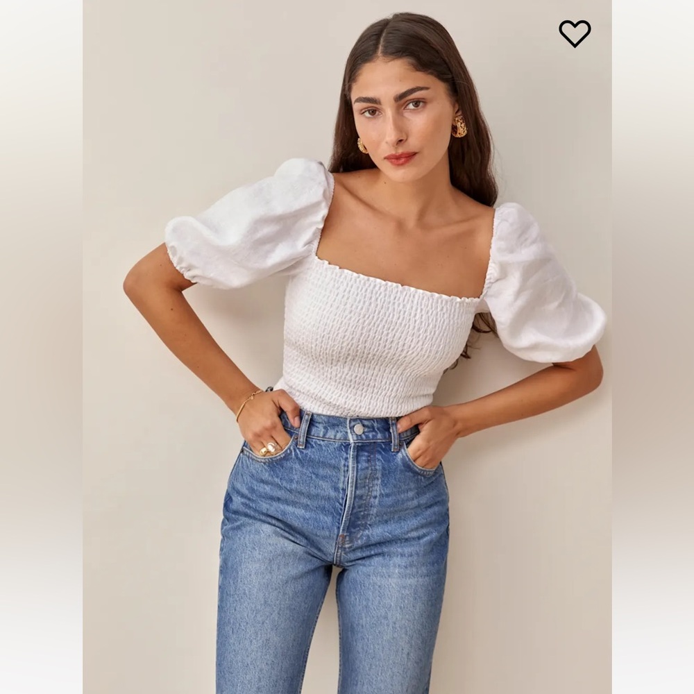 ❤️ Sold ❤️ Reformation | Mulberry Linen Top -White